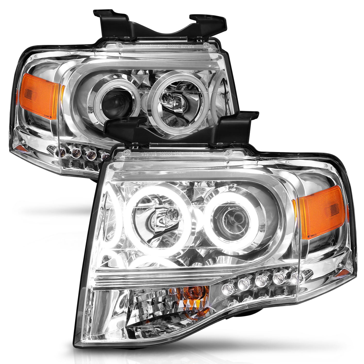 ANZO 2007-2014 Ford Expedition Projector Headlights Chrome - 111114 for 2007-2014 Ford Expedition - front view