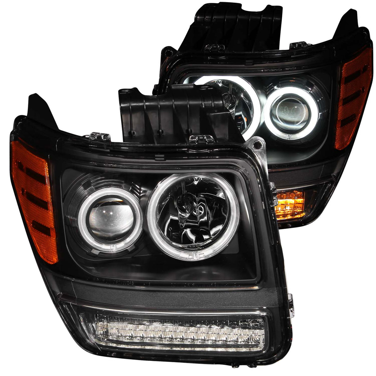ANZO 2007-2012 Dodge Nitro Projector Headlights w/ Halo Black (CCFL) G2 - 111145 for 2007-2011 Dodge Nitro - front view