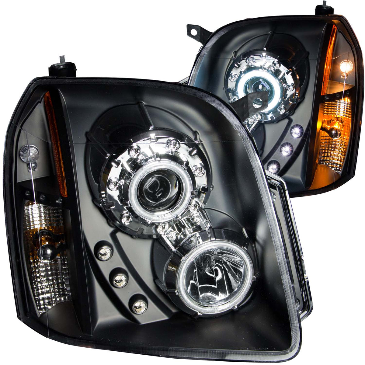 ANZO 2007-2014 Gmc Yukon Projector Headlights w/ Halo Black (CCFL) - 111148 for 2007-2014 GMC Yukon - front view