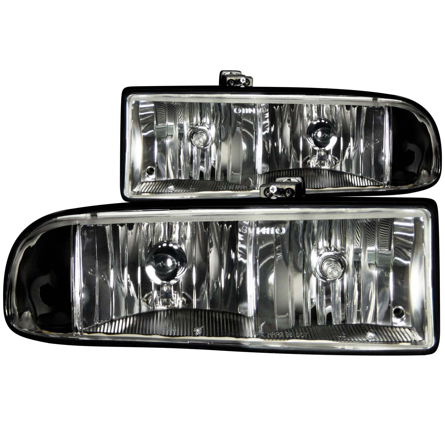 ANZO 1998-2005 Chevrolet S-10 Crystal Headlights Black - 111156 for 1998-2004 Chevrolet Blazer - front view