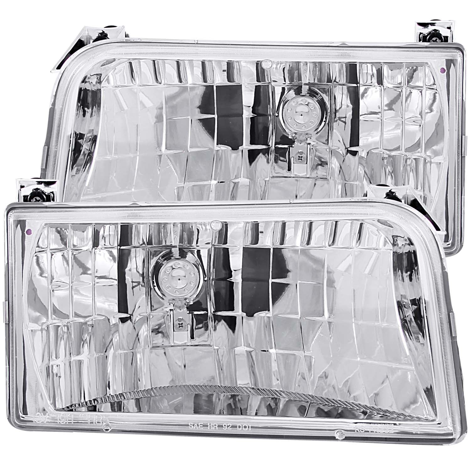 ANZO 1992-1996 Ford F-150 Crystal Headlights Chrome - 111247 for 1992-1998 Ford F 250 - front view
