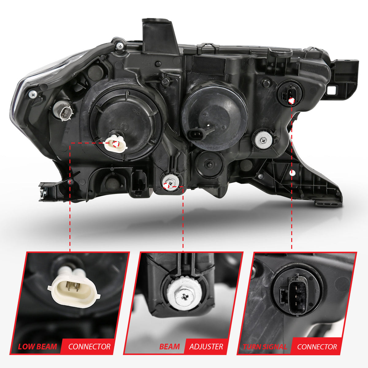ANZO 2016-2017 Toyota Tacoma Projector Headlights w/ Plank Style Switchback Black w/ Amber - 111396