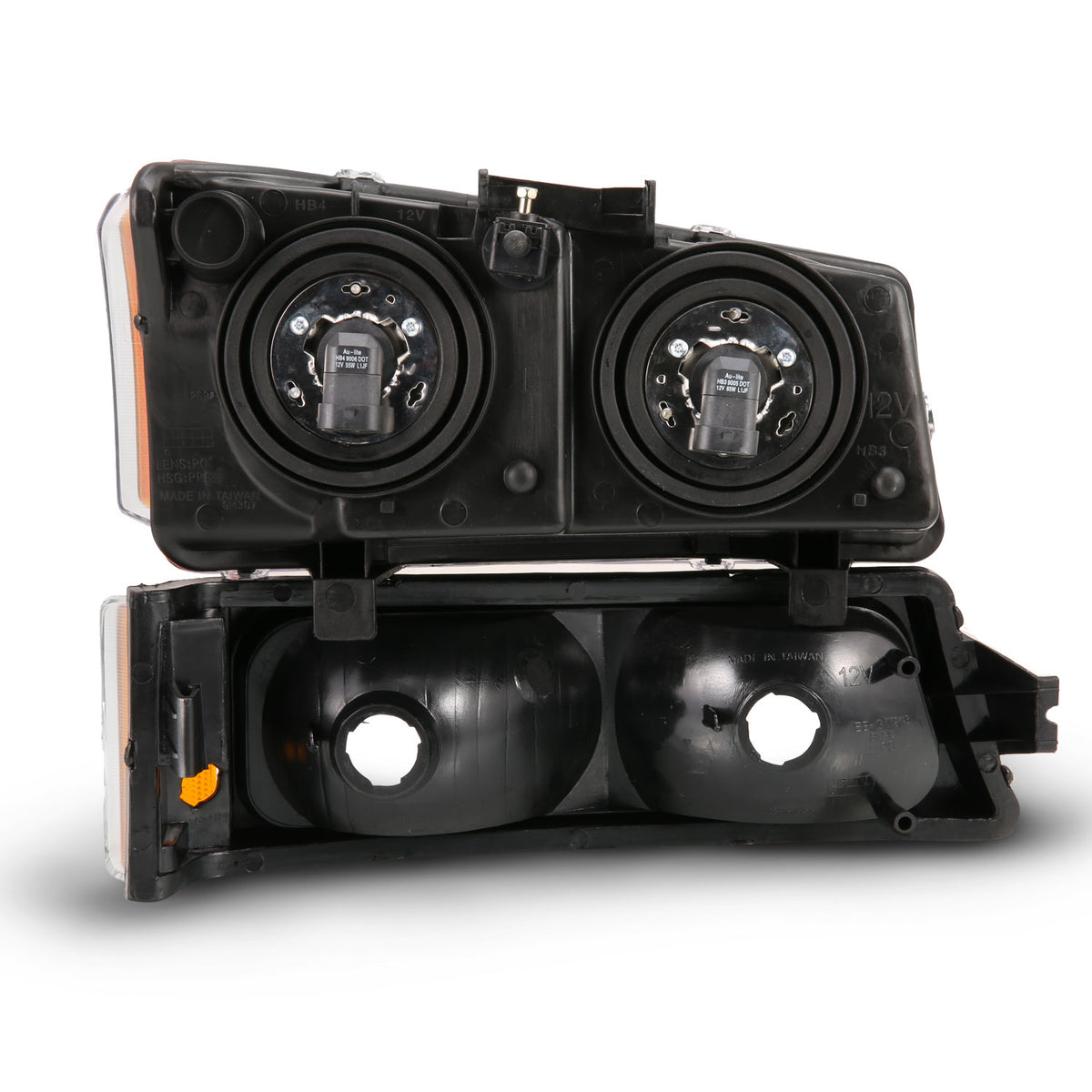 ANZO 2003-2006 Chevy Silverado Crystal Headlight w/ Signal Light Black Amber (4 pcs) - 111452 for 2003-2006 Chevrolet Silvera