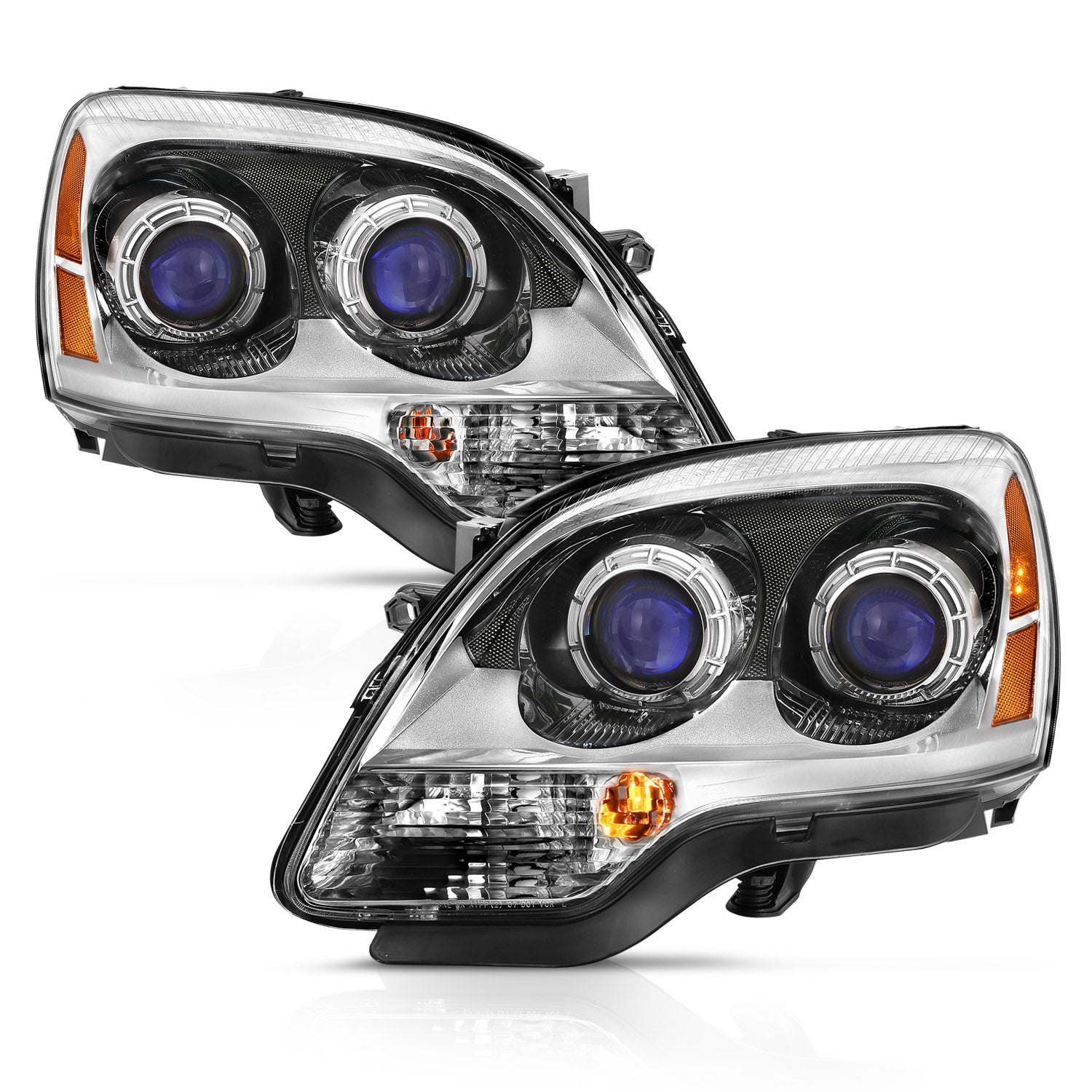 ANZO 2007-2008 Gmc Acadia Crystal Headlight Chrome Amber(OE) - 111476 for 2007-2012 GMC Acadia - front view