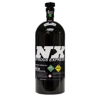 Nitrous Express 10lb Bottle w/Lightning 500 Valve 6AN Nipple (6.89 x 20.19) - Black - 11100B-6