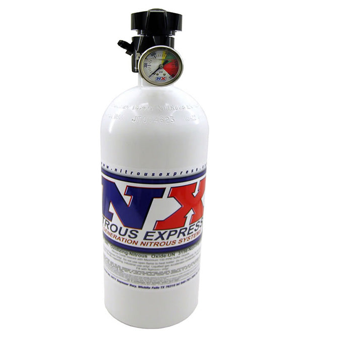 Nitrous Express 15lb Bottle w/Lightning 500 Valve (6.89 Dia x 26.69 Tall) w/Gauge - 11151