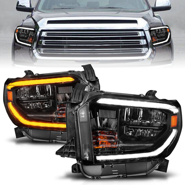 ANZO 2014-2017 Toyota Tundra LED Crystal Headlights w/ Switchback Black Housing w/ DRL - 111531 for 2014-2017 Toyota Tundra -