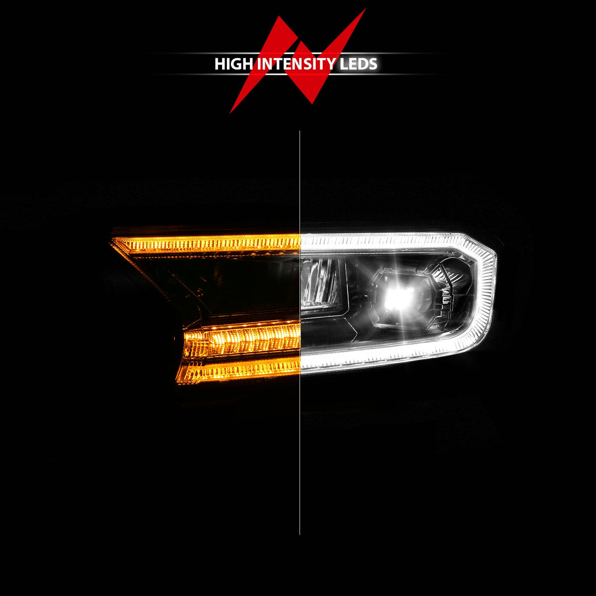 FORD RANGER 19-23 FULL LED PROJECTOR HEADLIGHTS CHROME W/ INITIATION & SEQUENTIAL (FOR FACTORY HALOGEN MODEL)