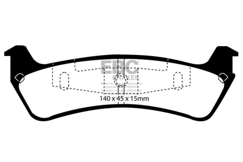 EBC 95-01 Ford Explorer 4.0 2WD Ultimax2 Rear Brake Pads - UD667 for 1995-2002 Ford Explorer - front view