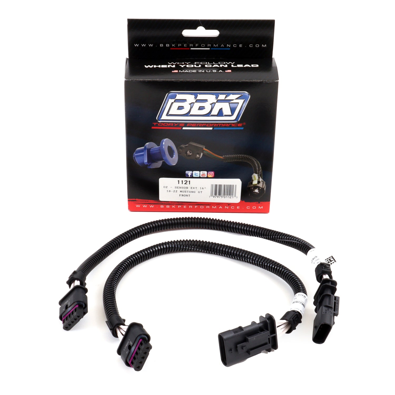 BBK 18-20 Ford Mustang GT O2 Sensor Wire Harness Extensions 16in (Pair) - 1121
