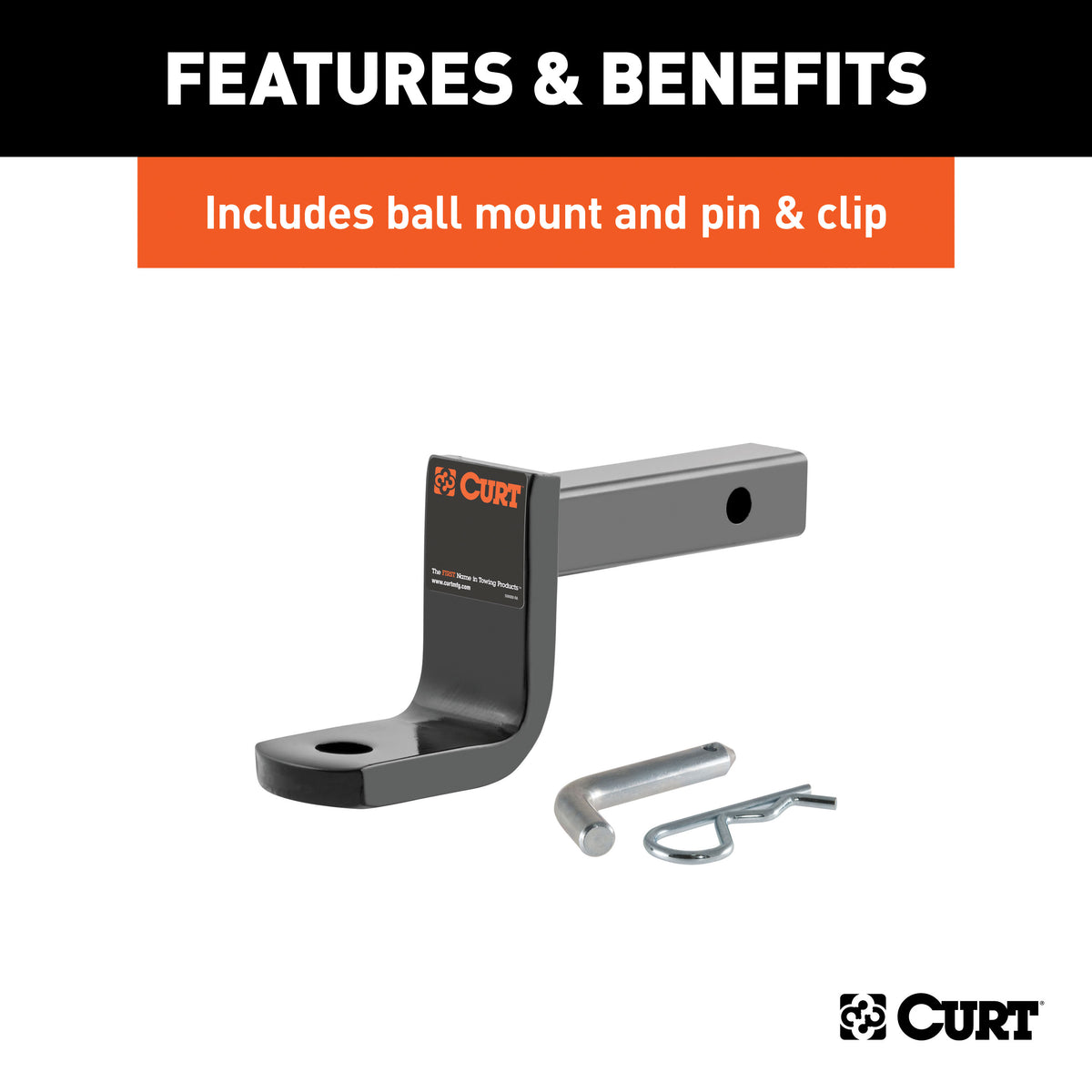 CURT 113123 Class 1 Trailer Hitch with Ball Mount, 1-1/4-In Receiver, Fits Select Ford Mustang