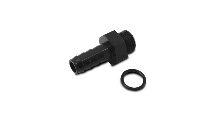 Vibrant Aluminum Male -8AN ORB to 3/8in Barb w/O-Ring - Anodized Black - 11318