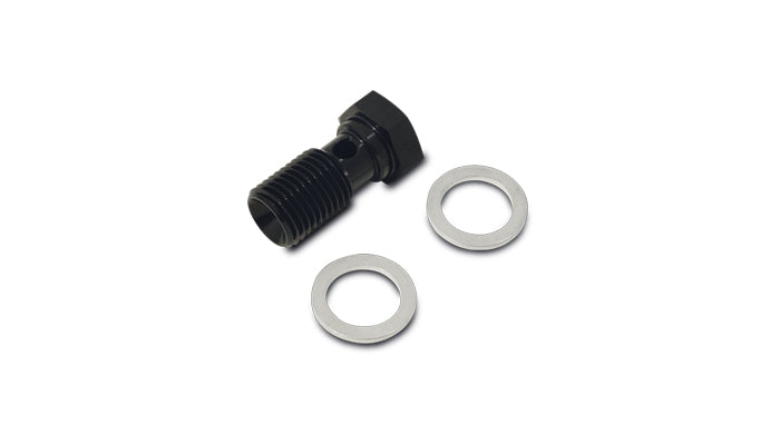 Vibrant Aluminum Banjo Bolt w/ 2 Washers (M8x1.25 20mm LG) - Anodized Black - 11441