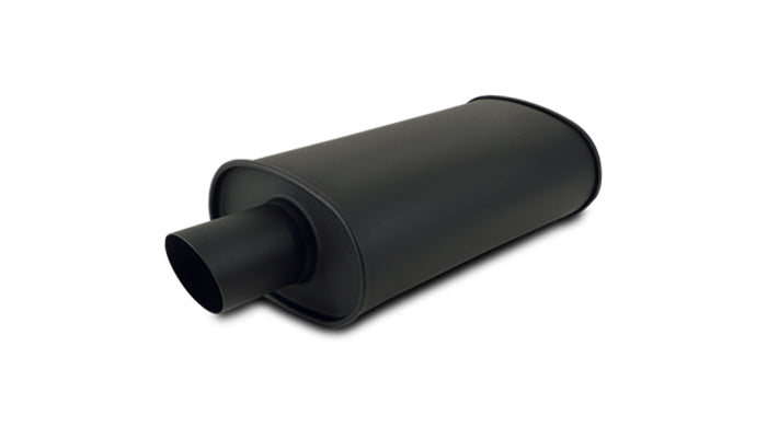 Vibrant StreetPower FLAT BLACK Oval Muffler with Single 3in Outlet - 3in inlet I.D. - 1147