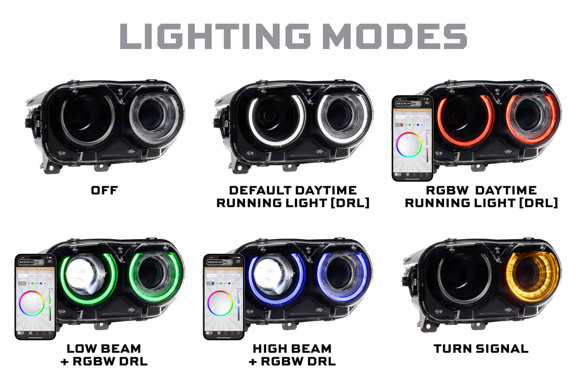 Morimoto - XRGB LED Headlights: Dodge Challenger (15-23 / RGB / Set) - LF495