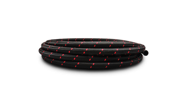Vibrant -10 AN Two-Tone Black/Red Nylon Braided Flex Hose (20 foot roll) - 11980R