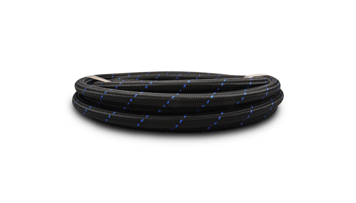 Vibrant -12 AN Two-Tone Black/Blue Nylon Braided Flex Hose (20 foot roll) - 11982B