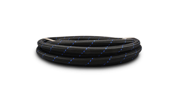 Vibrant -12 AN Two-Tone Black/Blue Nylon Braided Flex Hose (20 foot roll) - 11982B