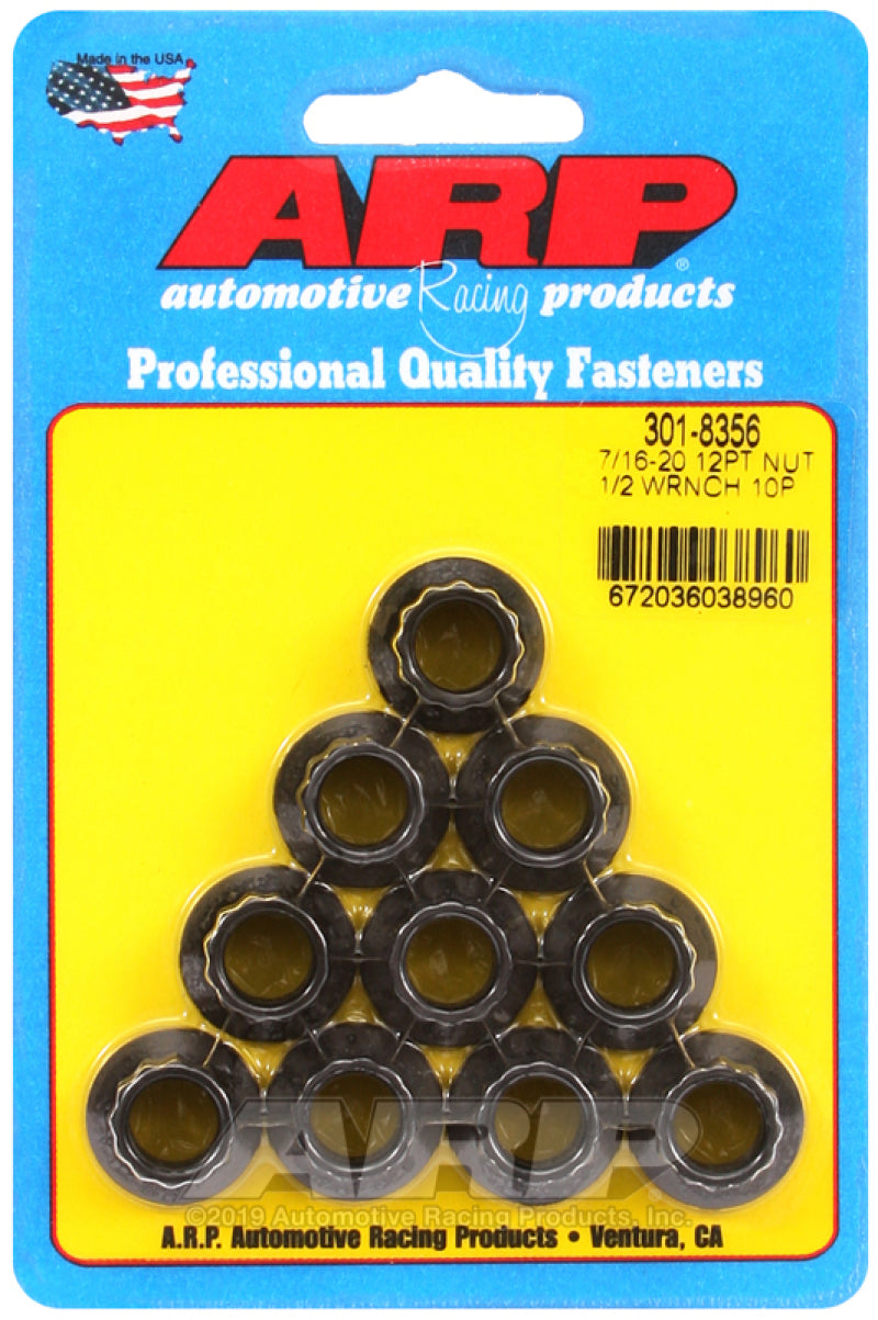 ARP 7/16-20 1/2 Socket 12 Pt Nut Kit (Pack of 10) - 301-8356