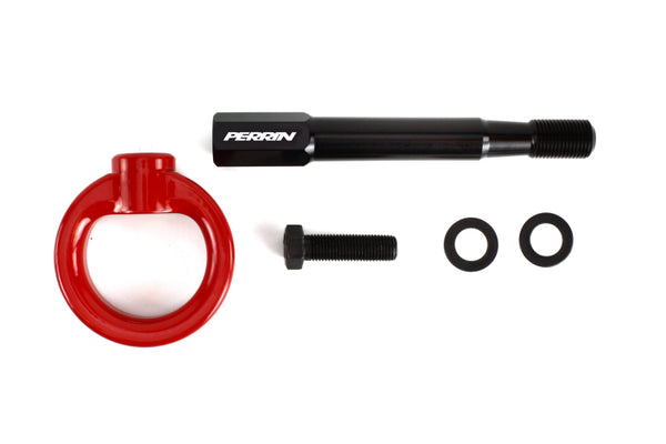 Perrin 15-19 Subaru WRX/STI Tow Hook Kit (Rear) - Red - PSP-BDY-252RD for 2015-2021 Subaru WRX STI - front view