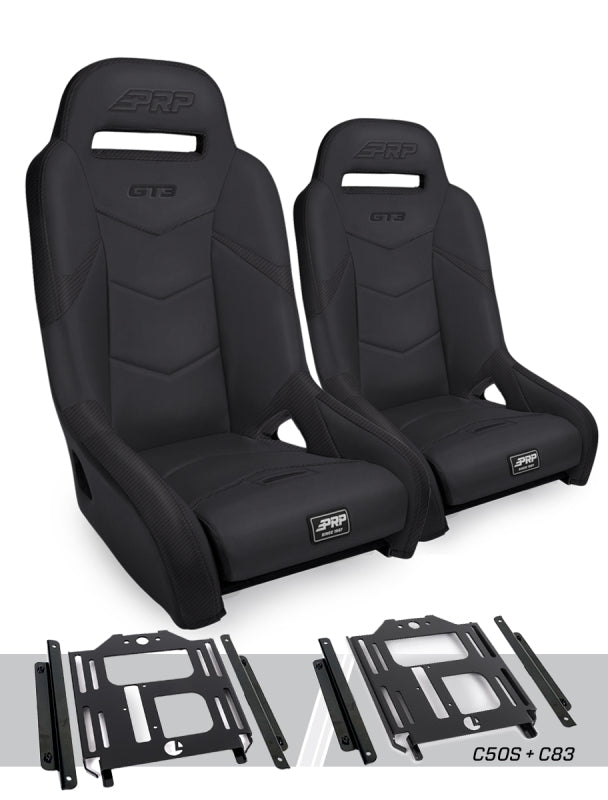 PRP Polaris RZR 570 GT3 Suspension Seats Kit (Pair) - Black - A7301-PORXP-C50S-201
