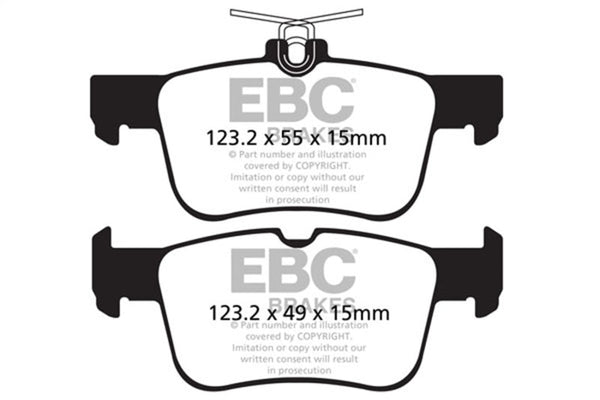EBC 13+ Ford Fusion 1.6 Turbo Ultimax2 Rear Brake Pads - UD1665 for 2014-2023 Ford Transit Connect - front view