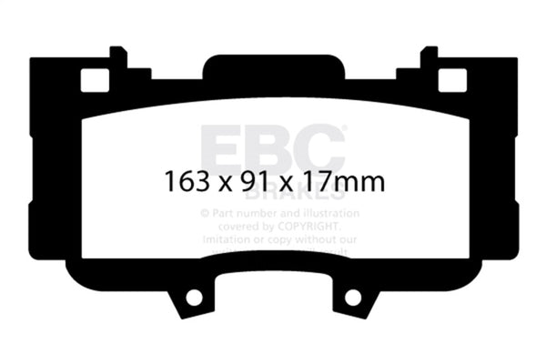 EBC Brakes Greenstuff 2000 Series Sport Pads - DP23042 for 2015-2023 Ford Mustang - front view