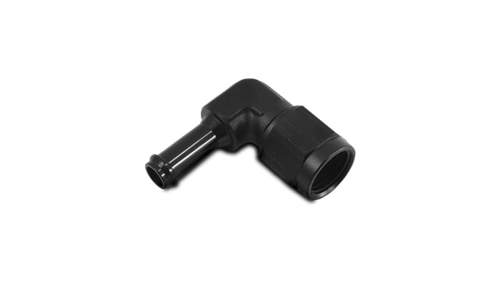 Vibrant Female -6AN to 5/16in Hose Barb 90 Degree Adapter Fitting - Anodized Black - 12025