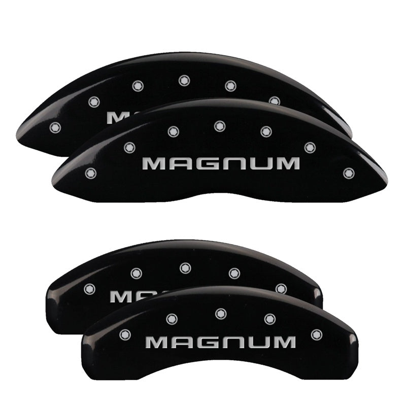 MGP 4 Caliper Covers Engraved Front &amp; Rear Magnum Black finish silver ch - 12088SMGMBK