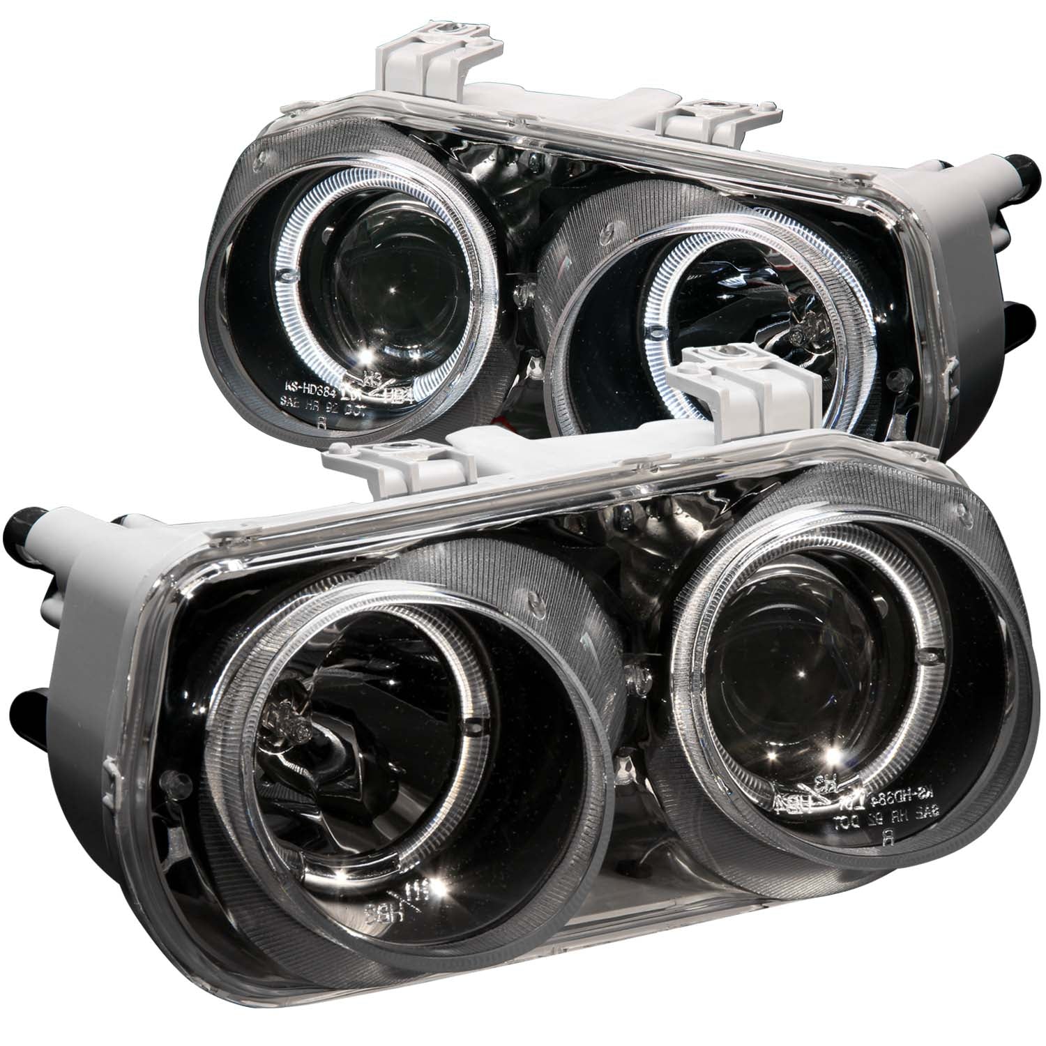 ANZO 1994-1997 Acura Integra Projector Headlights w/ Halo Black - 121003 for 1994-1997 Acura Integra - front view