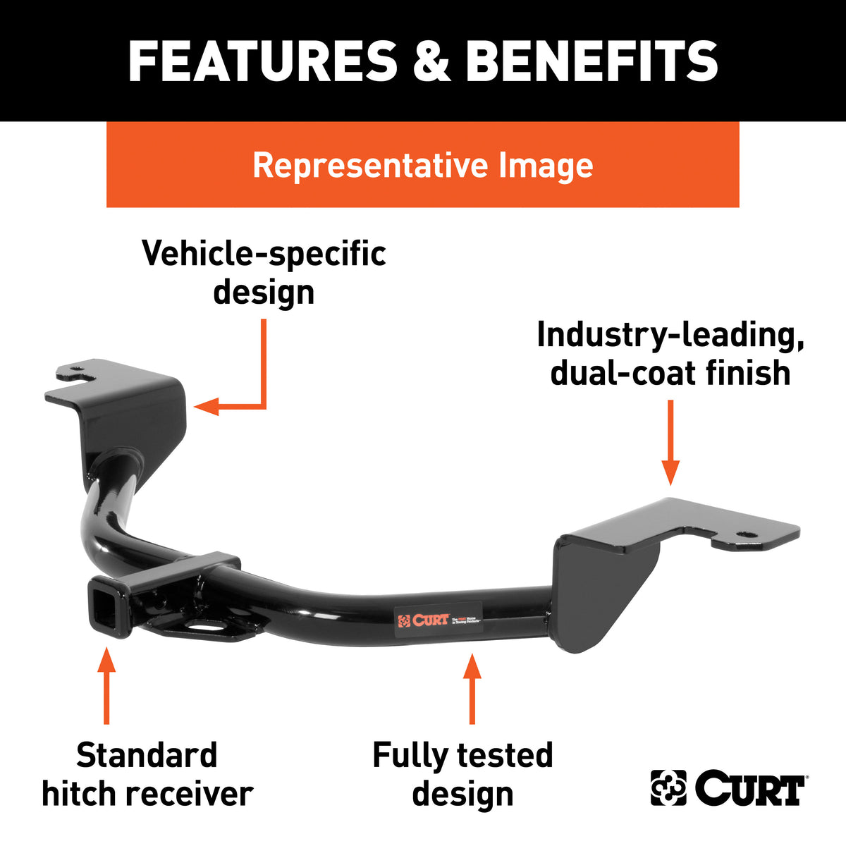 CURT 12100 Class 2 Trailer Hitch, 1-1/4-Inch Receiver, Fits Select Subaru Forester