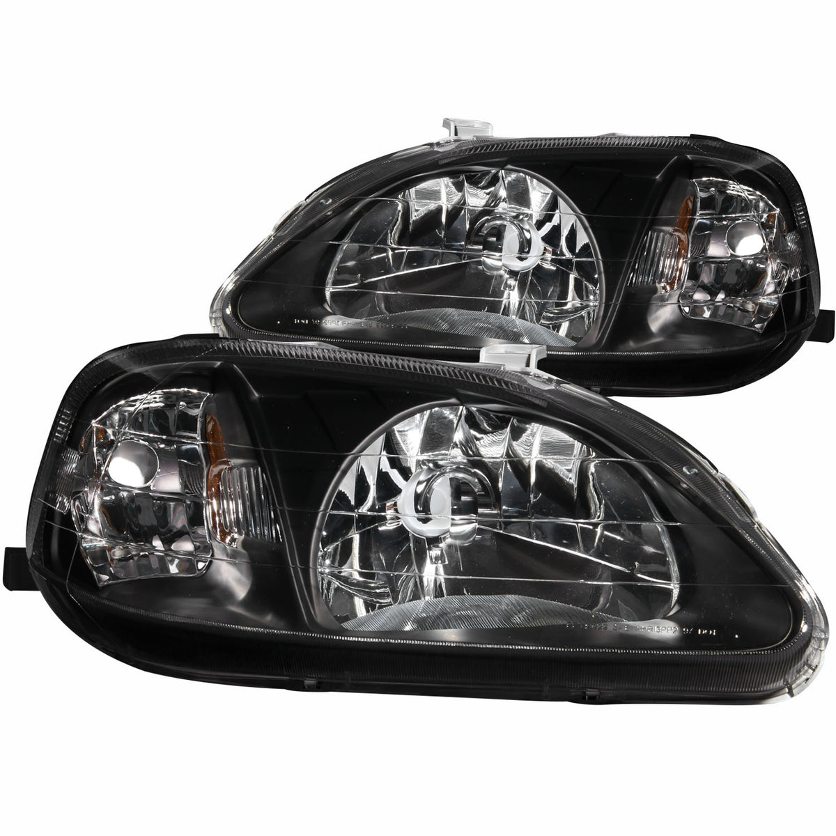 ANZO 1999-2000 Honda Civic Crystal Headlights Black - 121070 for 1999-2000 Honda Civic - front view