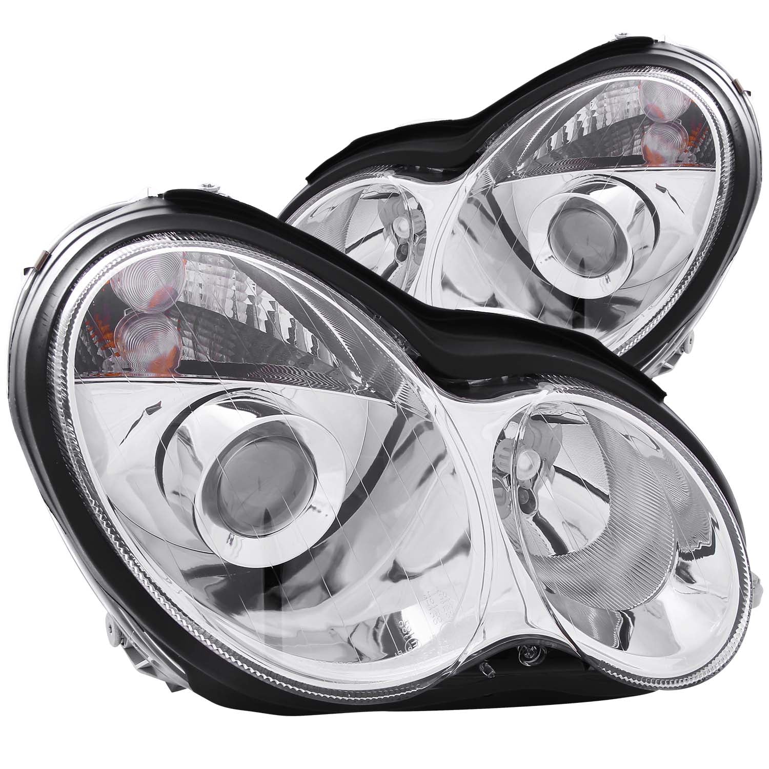 ANZO 2001-2007 Mercedes Benz C Class W203 Projector Headlights Chrome - 121080 for 2001-2007 Mercedes Benz C Class - front vi