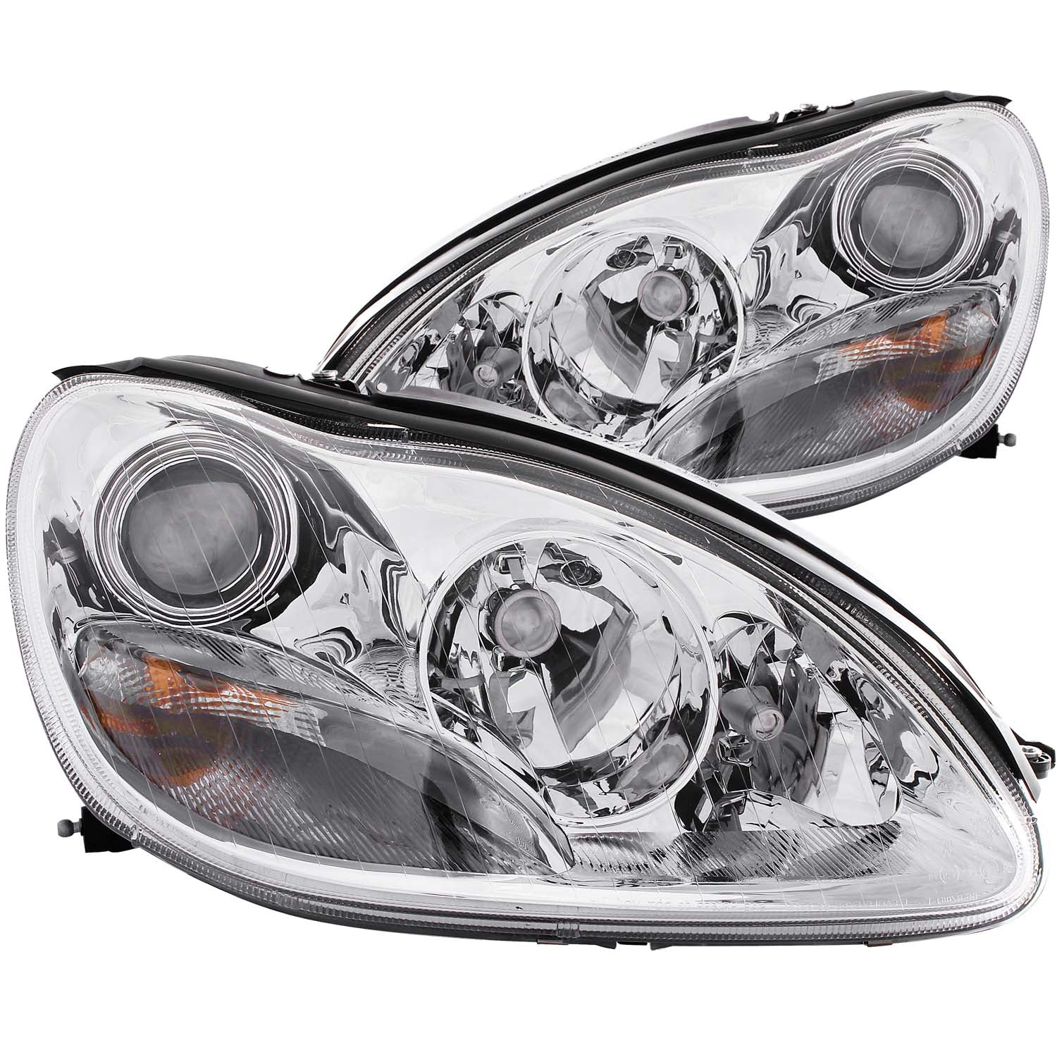 ANZO 2000-2005 Mercedes Benz S Class W220 Projector Headlights Chrome - 121092 for 2000-2005 Mercedes Benz S Class - front vi