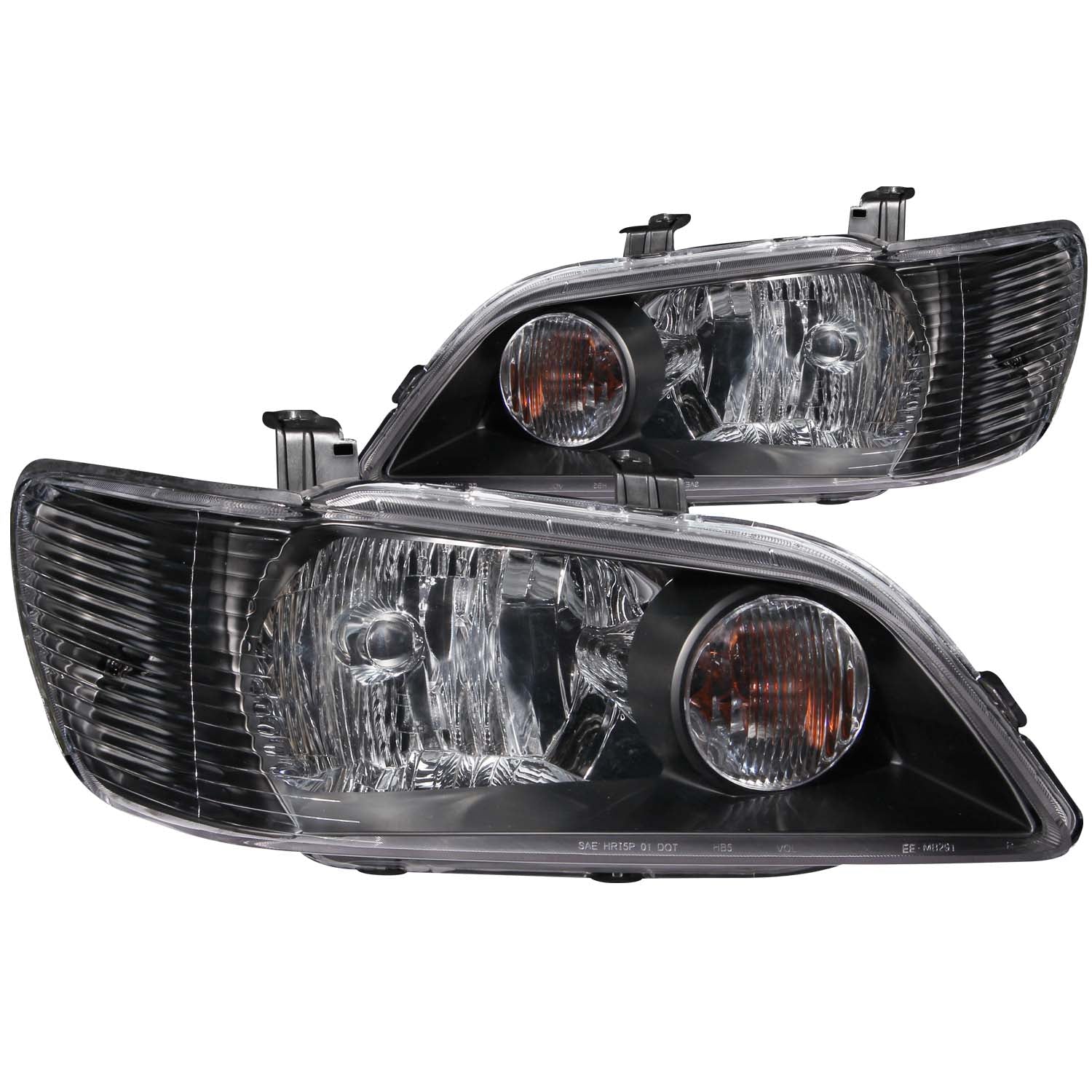 ANZO 2002-2003 Mitsubishi Lancer Crystal Headlights Black - 121101 for 2002-2003 Mitsubishi Lancer - front view