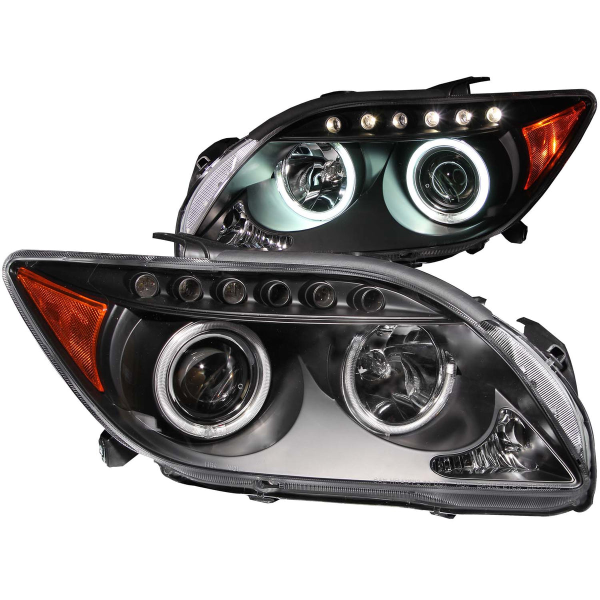 ANZO 2005-2010 Scion Tc Projector Headlights w/ Halo Black (CCFL) - 121119 for 2005-2010 Scion tC - front view