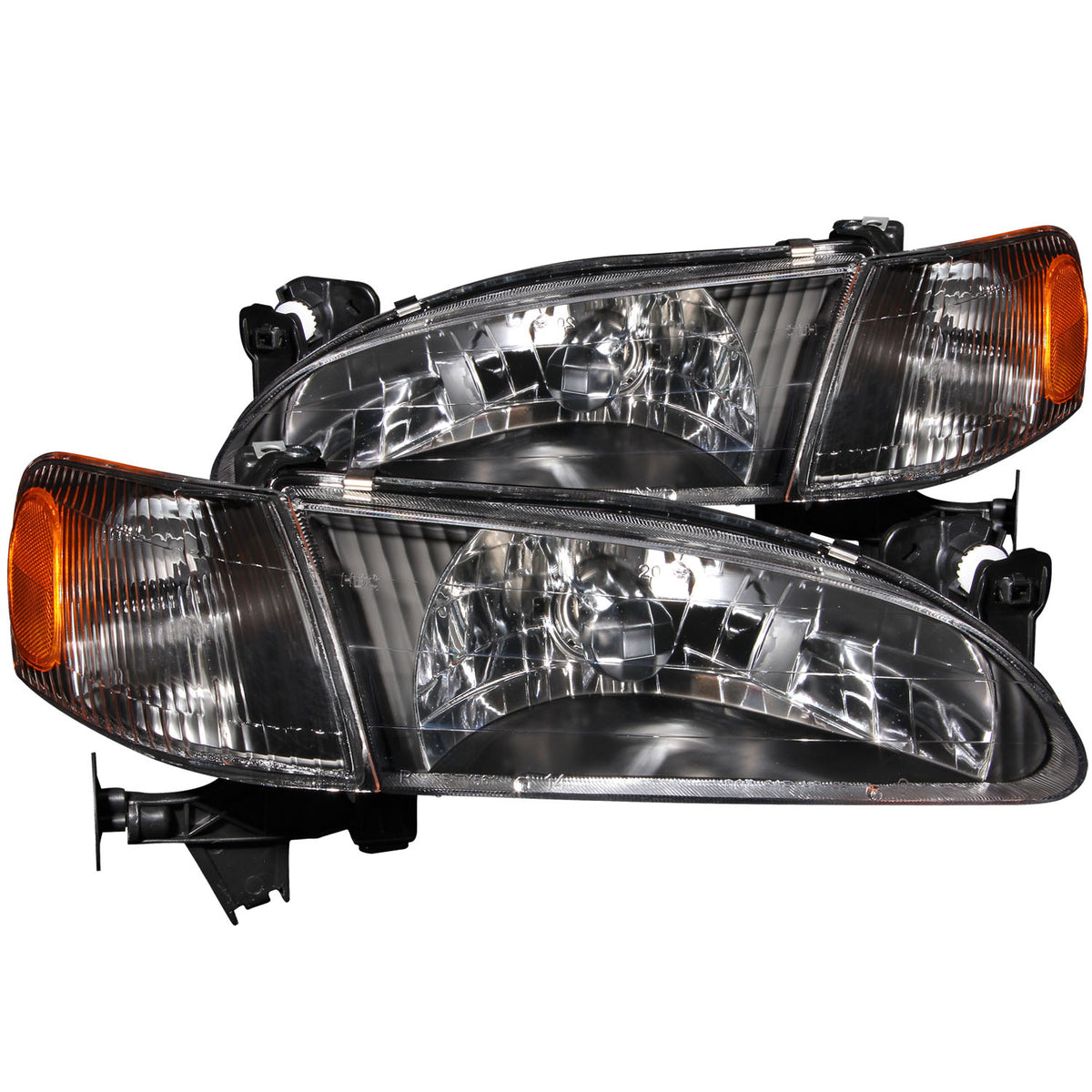 ANZO 1998-2000 Toyota Corolla Crystal Headlights Black - 121131 for 1998-2000 Toyota Corolla - front view