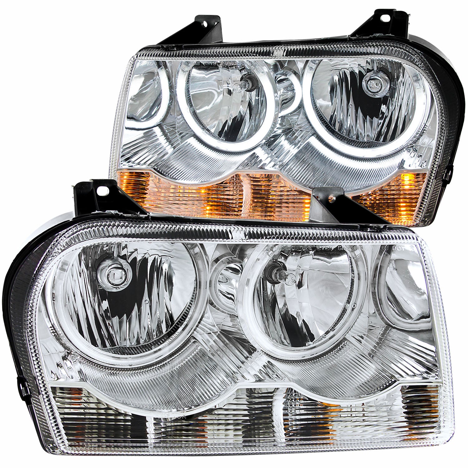 ANZO 2005-2010 Chrysler 300 Crystal Headlights w/ Halo Chrome (CCFL) - 121137 for 2005-2010 Chrysler 300 - front view