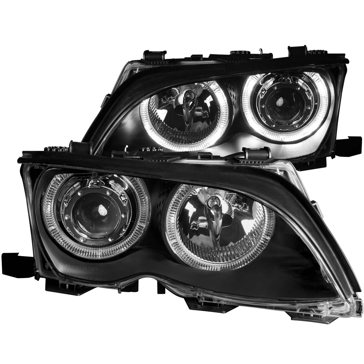 ANZO 2002-2005 BMW 3 Series E46 Projector Headlights w/ Halo Black - 121140 for 2002-2005 BMW 3 Series - front view