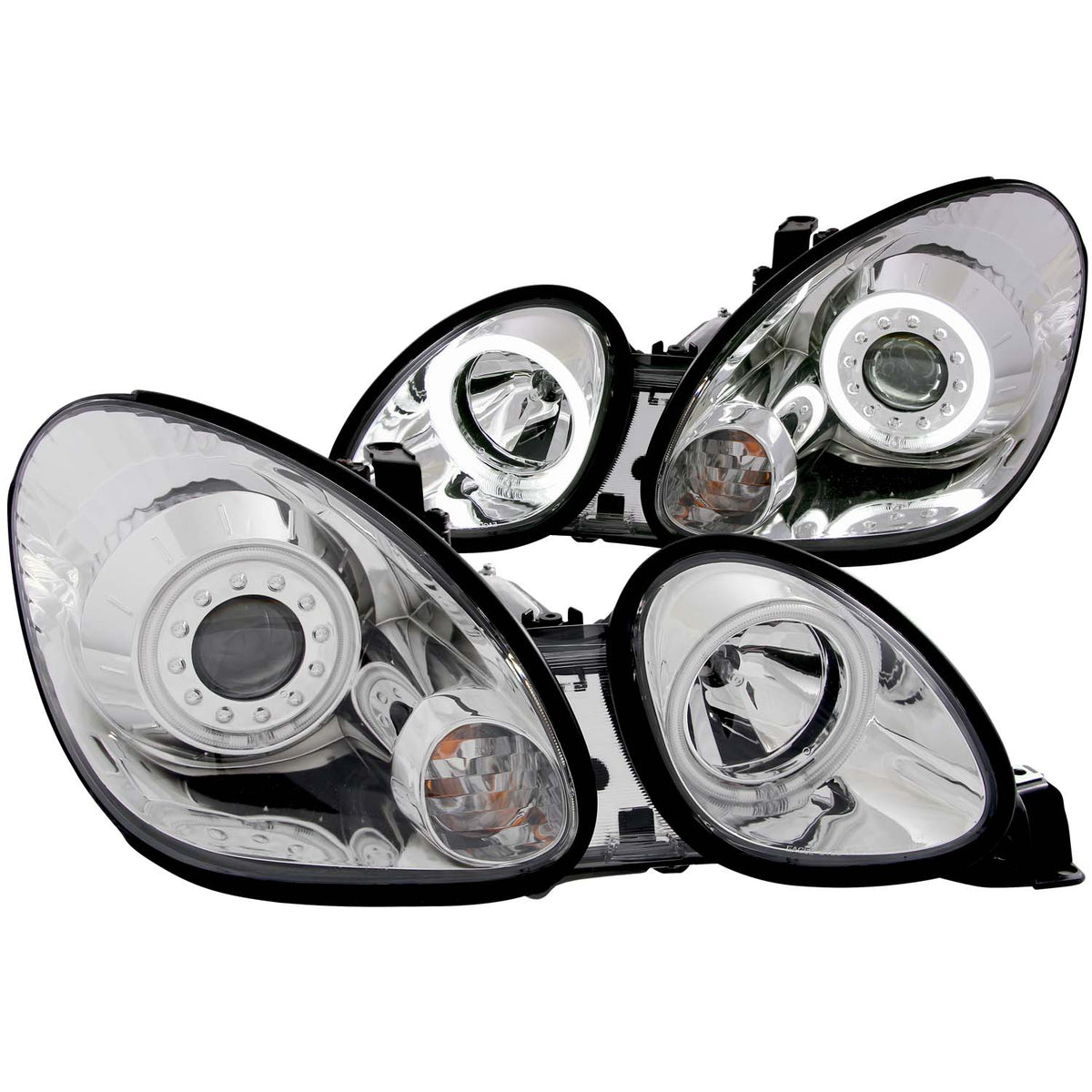 ANZO 1998-2005 Lexus Gs300 Projector Headlights w/ Halo Chrome - 121143 for 1998-2005 Lexus GS - front view