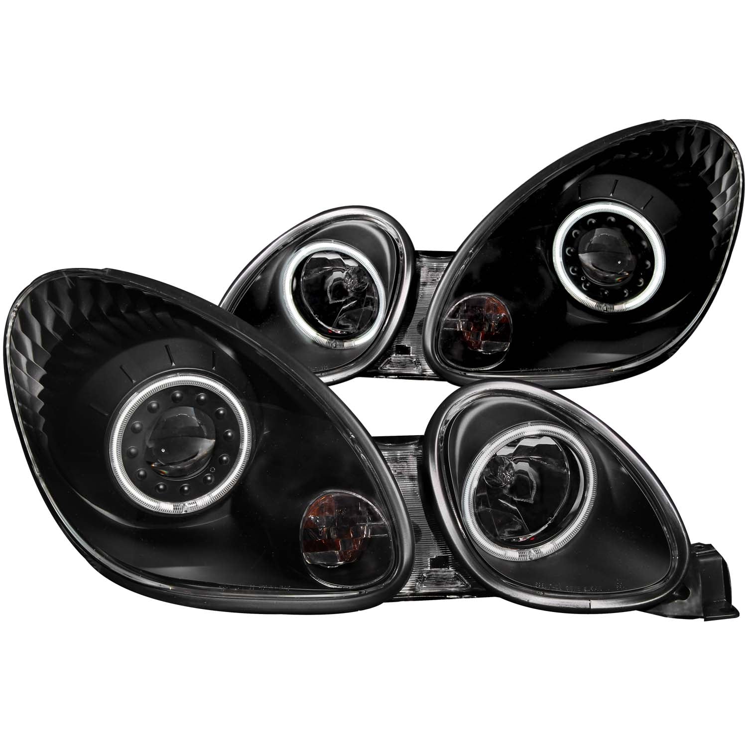 ANZO 1998-2005 Lexus Gs300 Projector Headlights w/ Halo Black - 121144 for 1998-2005 Lexus GS - front view