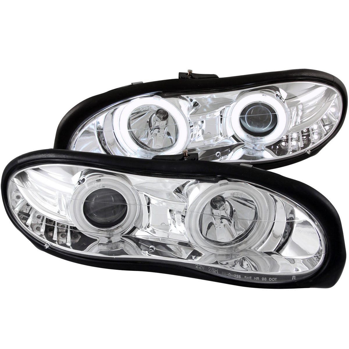 ANZO 1998-2002 Chevrolet Camaro Projector Headlights w/ Halo Chrome - 121159 for 1998-2002 Chevrolet Camaro - front view