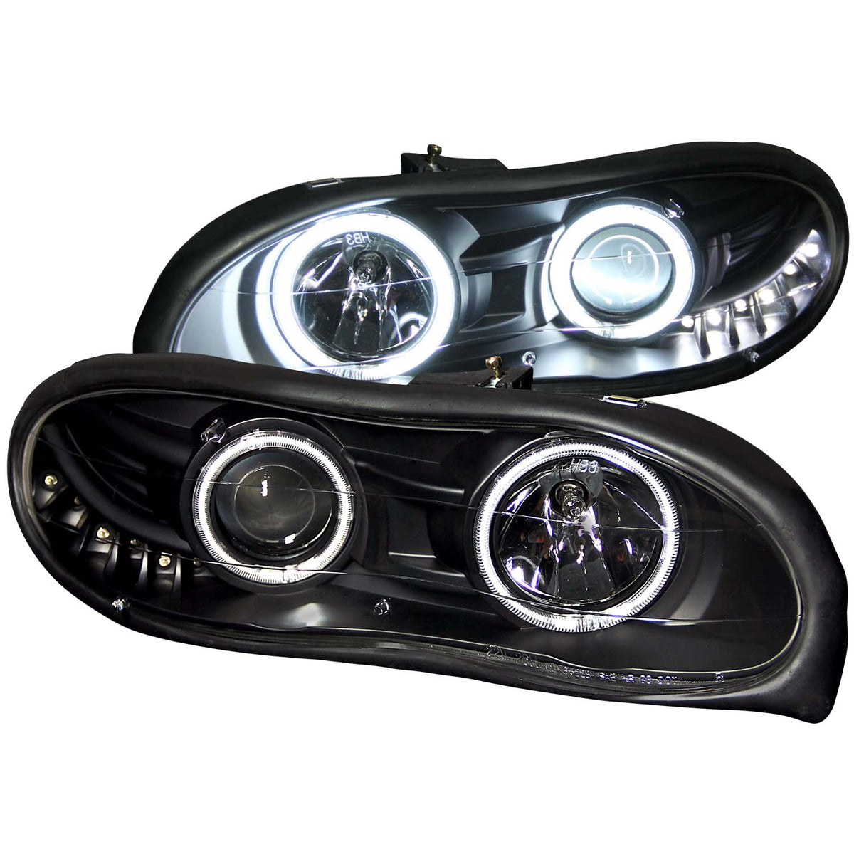 ANZO 1998-2002 Chevrolet Camaro Projector Headlights w/ Halo Black - 121160 for 1998-2002 Chevrolet Camaro - front view