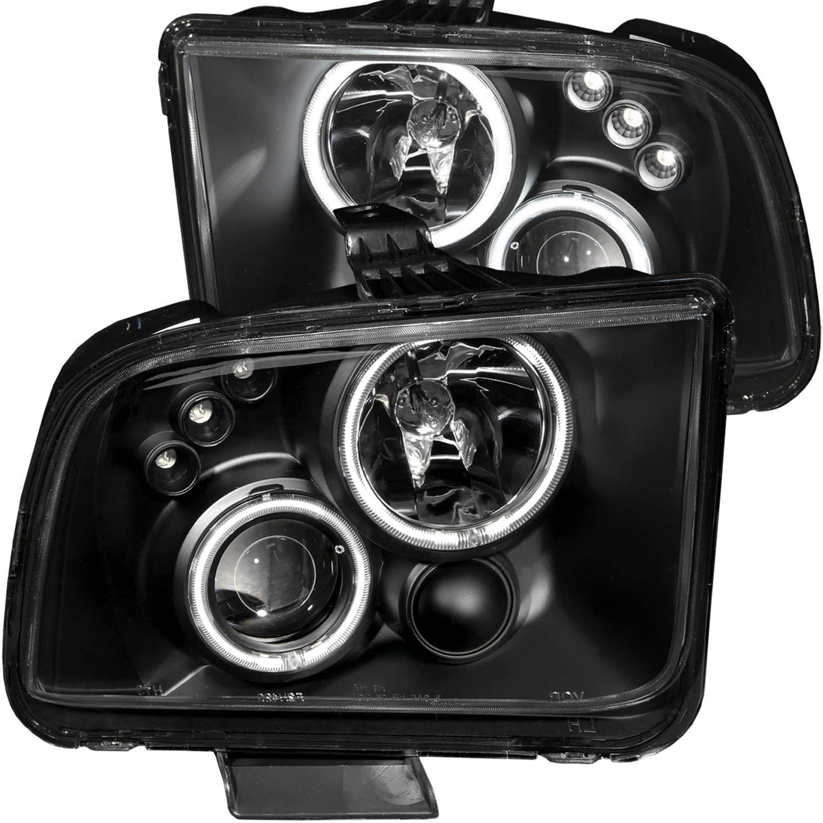 ANZO 2005-2009 Ford Mustang Projector Headlights w/ Halo Black - 121166 for 2005-2009 Ford Mustang - front view