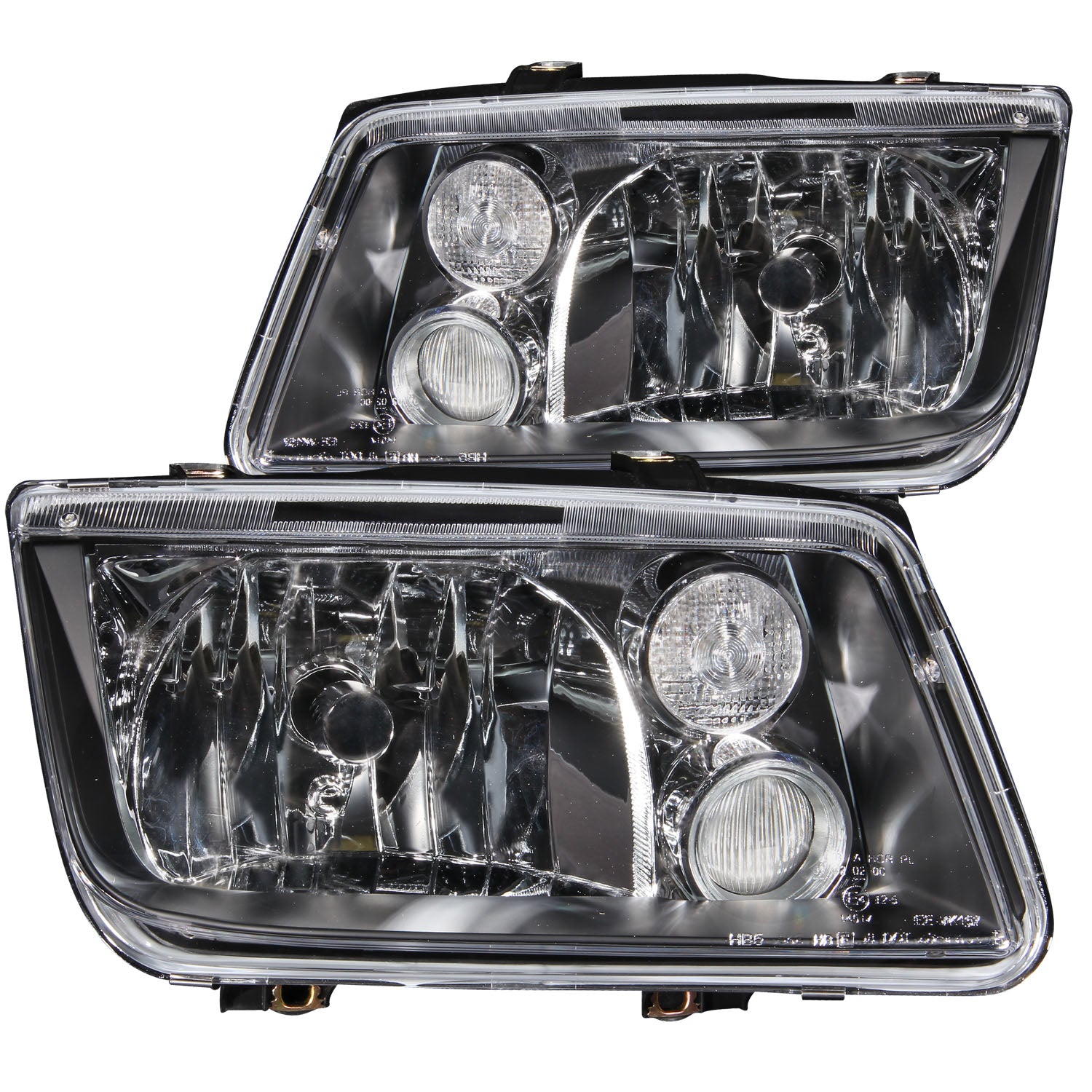 ANZO 1999-2005 Volkswagen Jetta Crystal Headlights Black w/o Bulbs - 121169 for 1999-2005 Volkswagen Jetta - front view
