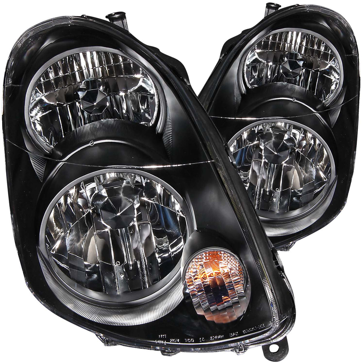 ANZO 2003-2004 Infiniti G35 Crystal Headlights Black - 121172 for 2003-2004 INFINITI G - front view