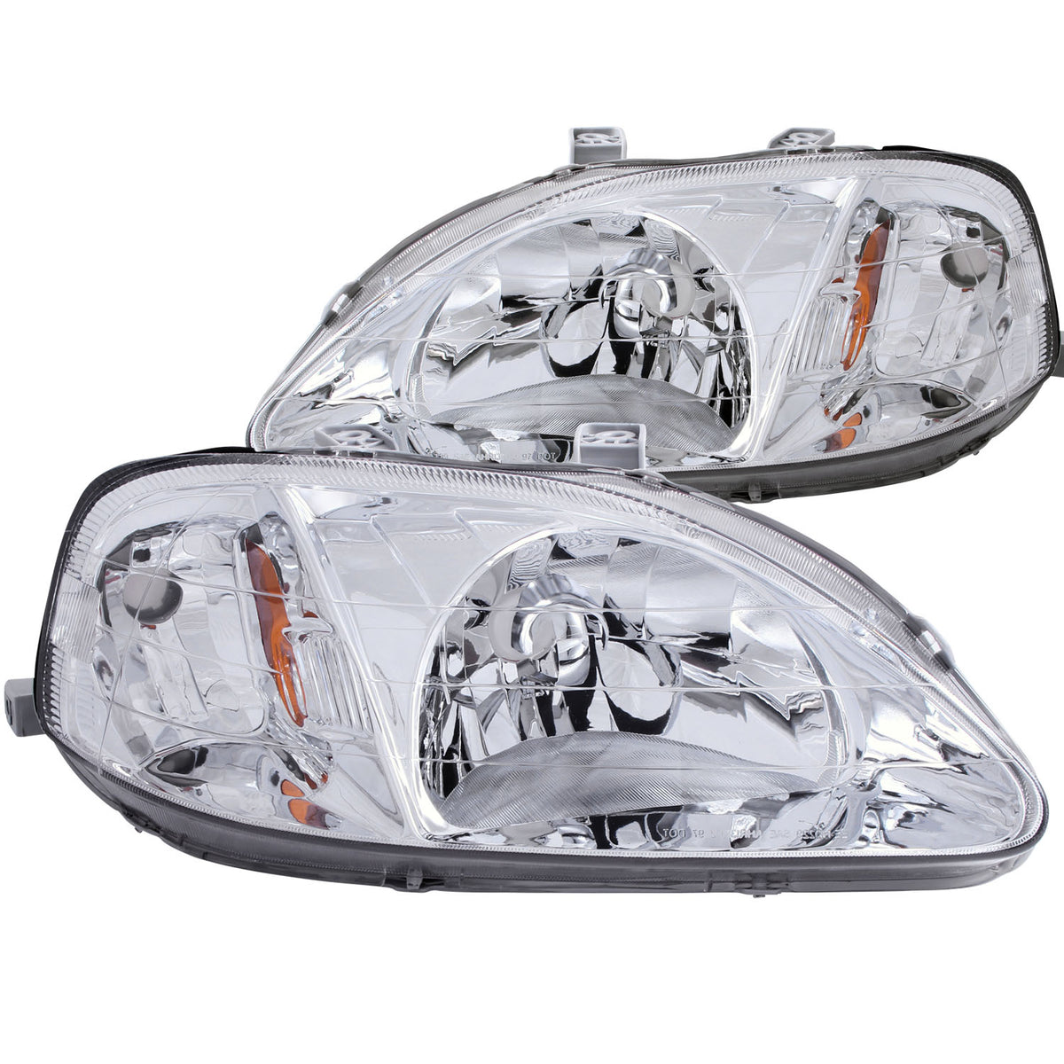ANZO 1999-2000 Honda Civic Crystal Headlights Chrome - 121179 for 1999-2000 Honda Civic - front view