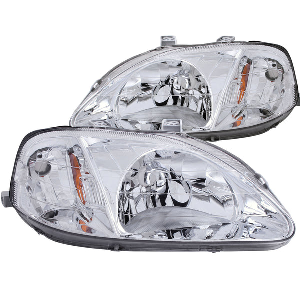 ANZO 1999-2000 Honda Civic Crystal Headlights Chrome - 121179 for 1999-2000 Honda Civic - front view