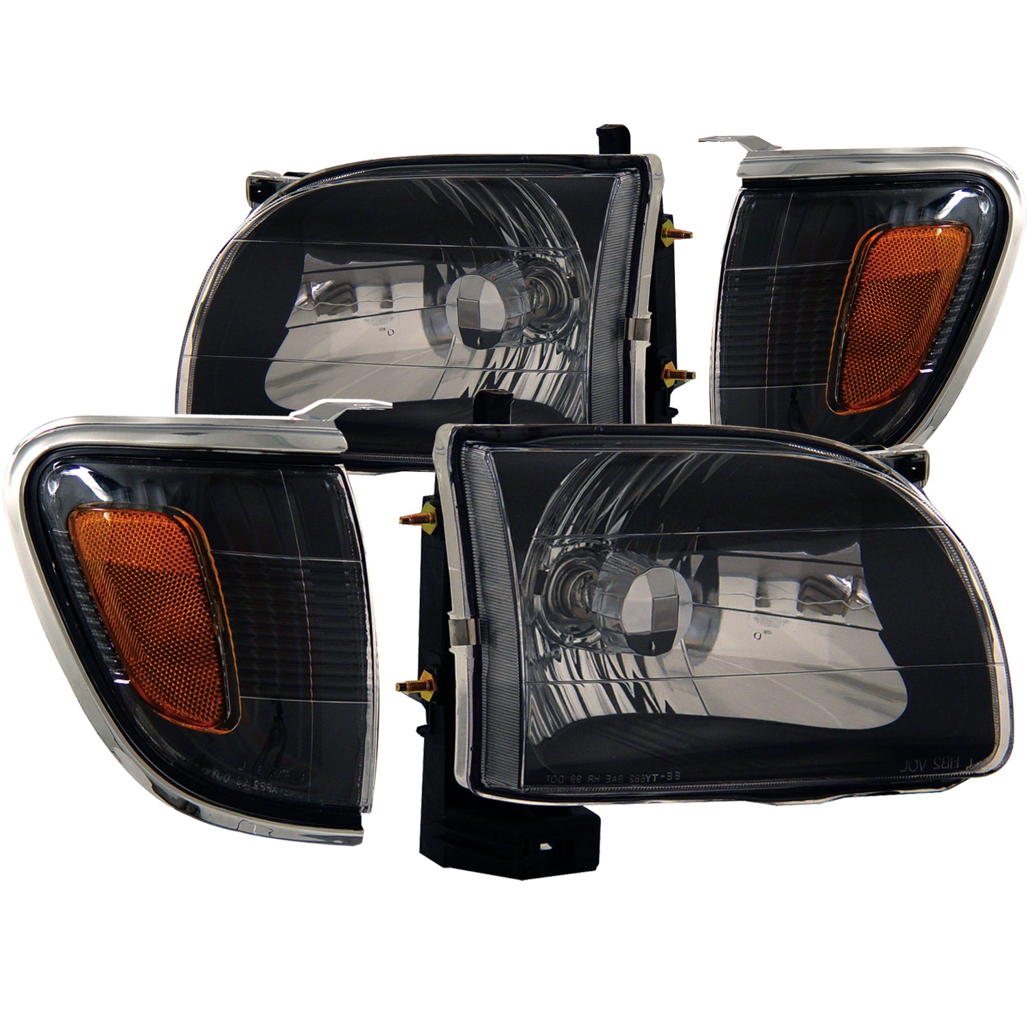 ANZO 2001-2004 Toyota Tacoma Crystal Headlights Black - 121190 for 2001-2004 Toyota Tacoma - front view