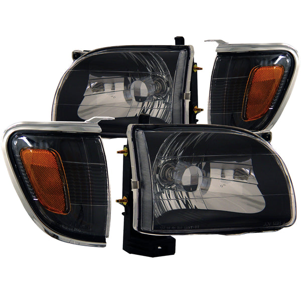 ANZO 2001-2004 Toyota Tacoma Crystal Headlights Black - 121190 for 2001-2004 Toyota Tacoma - front view